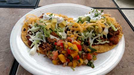 pulled pork tostadas on the Kuma Pellet Grill.