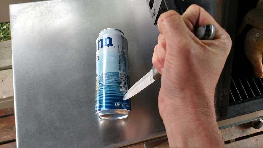 Beer can chicken on pellet grill