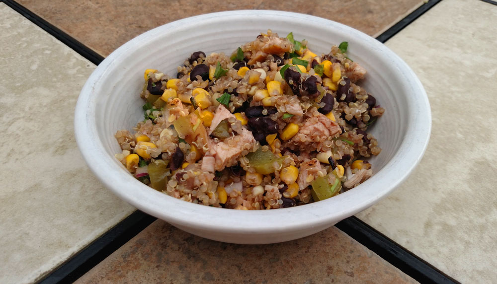 Southwest pellet grilled chicken salad with quinoa