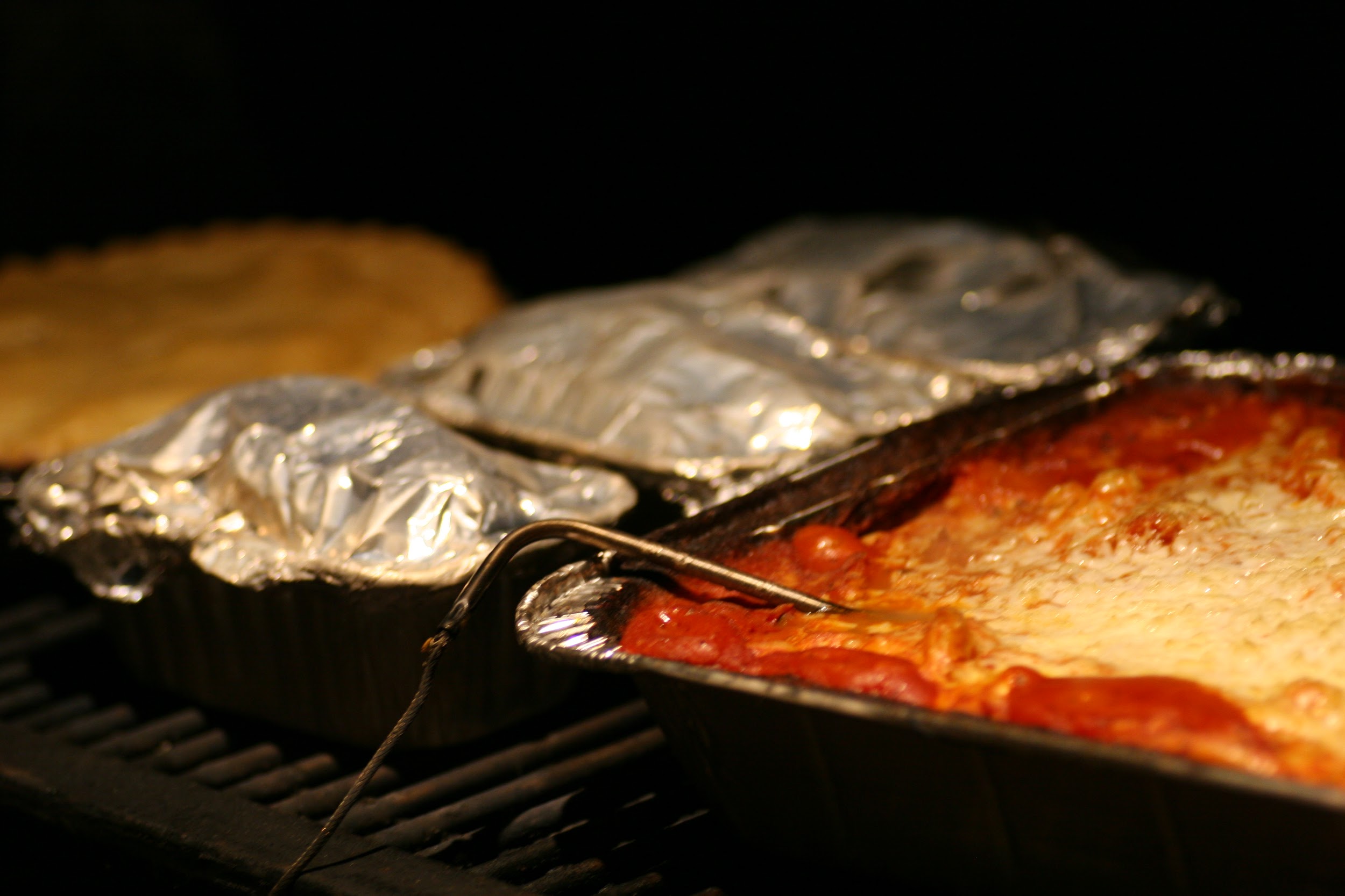 smoking lasagna