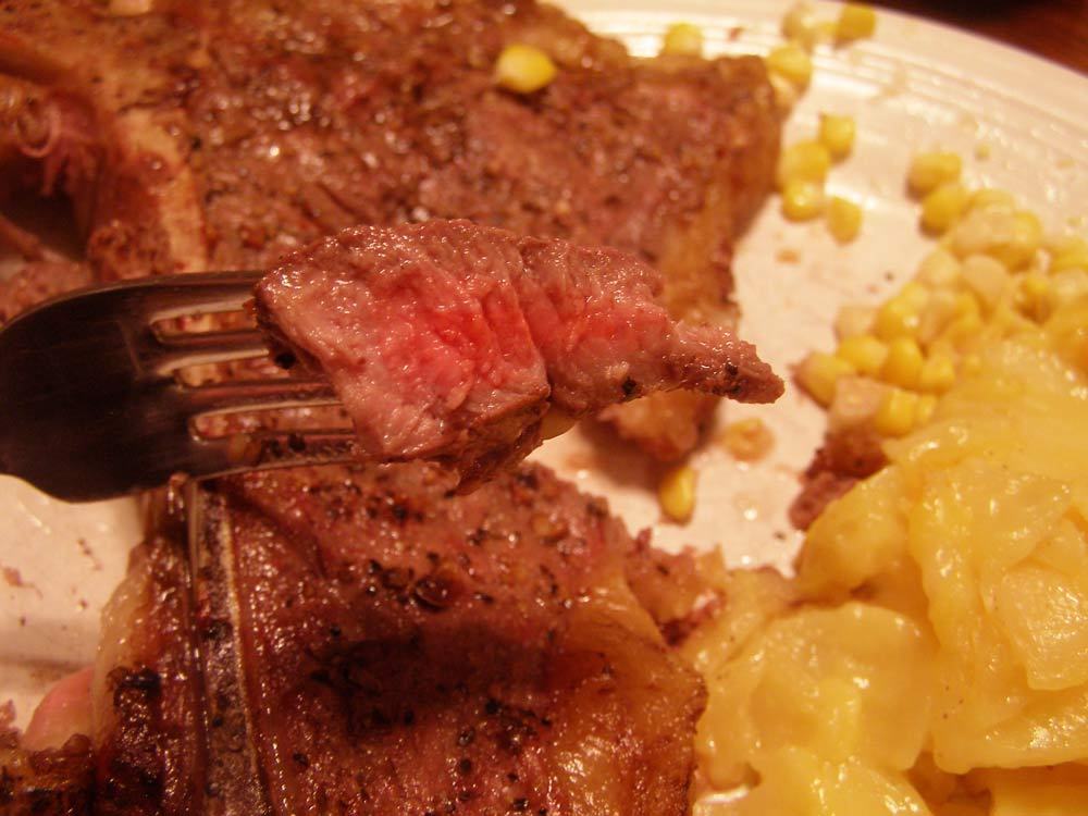 pellet grilled t-bone steak